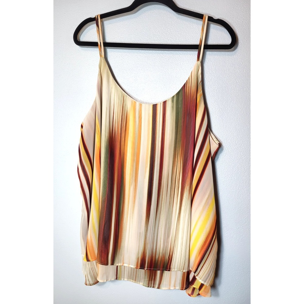 Cato Layered Spaghetti Straps Striped‎ Lined Tank Top Size 26/28W Bohemian Y2K